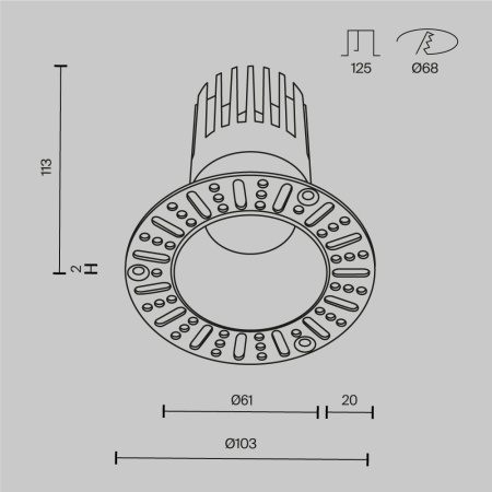 Встраиваемый светильник Maytoni Technical DL122-15W-3K-TRS-B