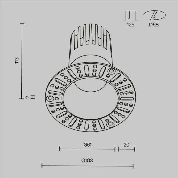 Встраиваемый светильник Maytoni Technical DL122-15W-3K-TRS-B