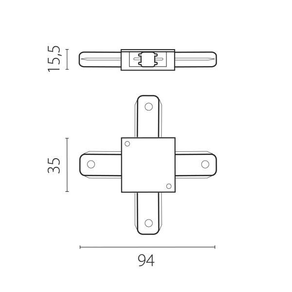 Соединитель X-образный однофазный к 50202X-P, 50203X-P Lightstar Barra 502147-P