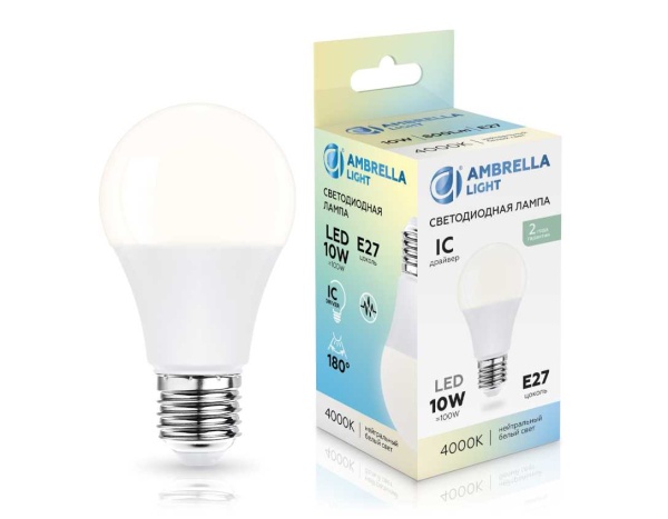 Лампа светодиодная Лон A60 10W 4000K Ambrella light Bulding 601004