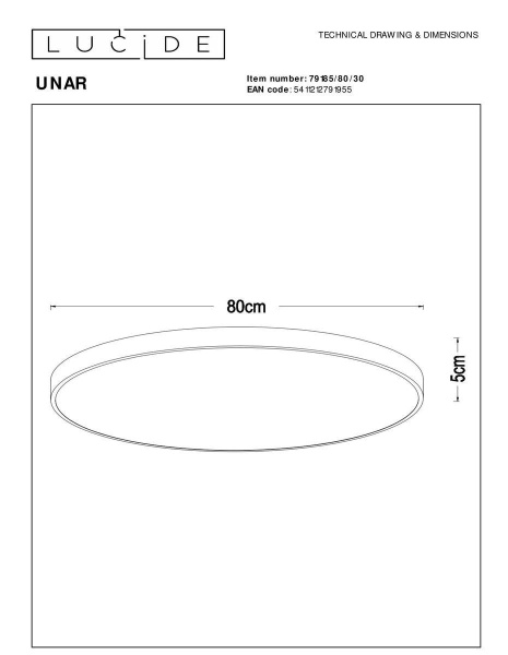 Потолочный светодиодный светильник Lucide Unar 79185/80/30