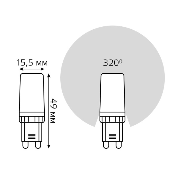 Лампа светодиодная Gauss G9 3W 2700K прозрачная 107709103