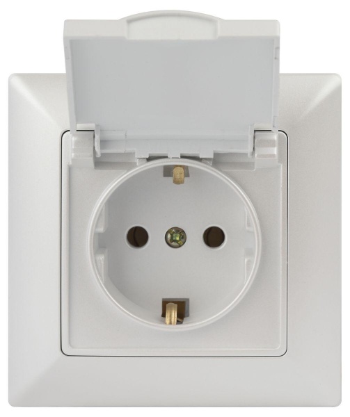 Розетка ЭРА Intro Solo Schuko 2P+E 16A 250V с крышкой перламутровый 4-203-06 Б0053662