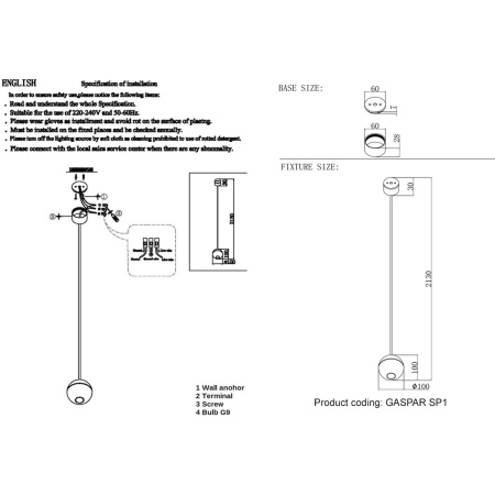 Подвесной светильник Crystal Lux Gaspar SP1 White
