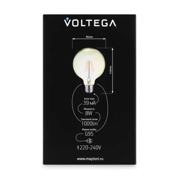 Лампа светодиодная филаментная Voltega 271 E27 8W 2700K янтарная 8509