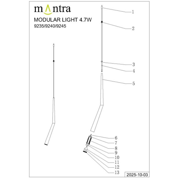 Подвесная люстра Mantra Boomerang 9368+9245 (8L)