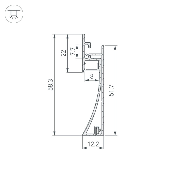 Профиль встраиваемый Arlight Plintus-H58-F-2000 Black 045286