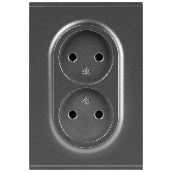 Розетка ЭРА Arktik 16-2107-06 без заземления двойная 2X2P 16А-250В графит Б0071686
