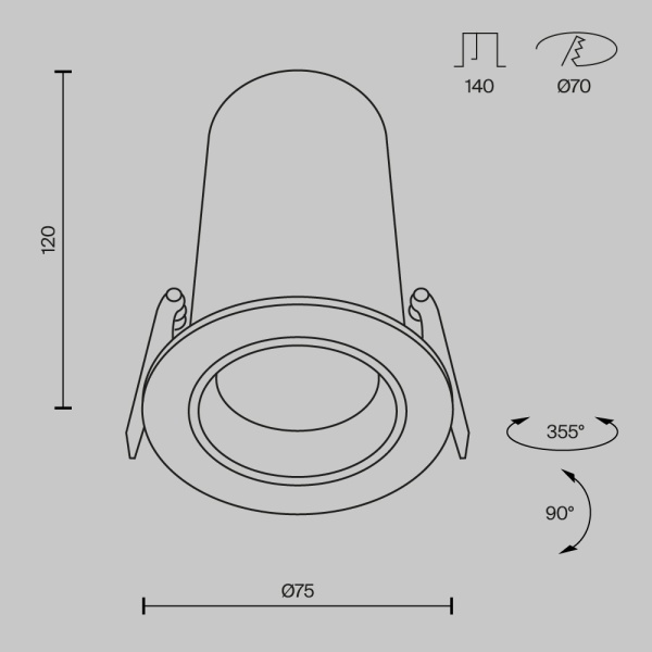 Встраиваемый светильник Maytoni Technical DL125-L12-4K-W