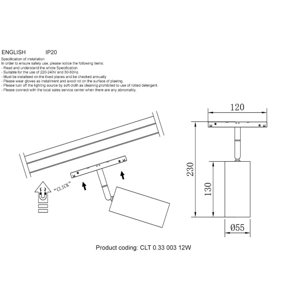 Трековый магнитный светильник Crystal Lux CLT 0.33 003 12W BL TUYA