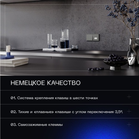 Проходной переключатель встраиваемый Voltum S70 одноклавишный 10А, (титан) VLS010306