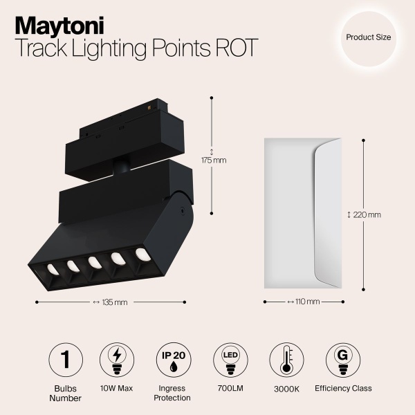 Трековый светодиодный светильник для магнитного шинопровода Maytoni Track lamps TR015-2-10W3K-B