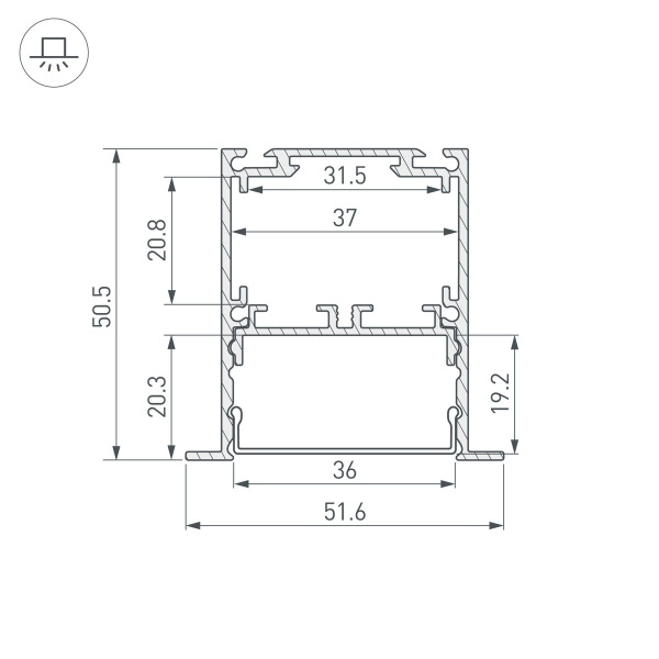 Профиль встраиваемый Arlight SL-Linia52-3L-F-2000 Anod Black 044685