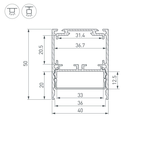 Профиль Arlight SL-Line-4050-3L-2000 Anod 044666
