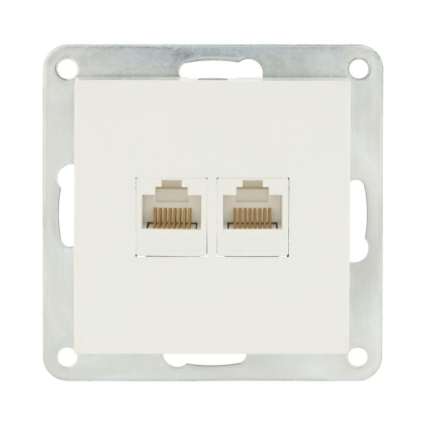 Розетка компьютерная 2хRJ-45 LK Studio LK80 кат.5е белый 846204-1