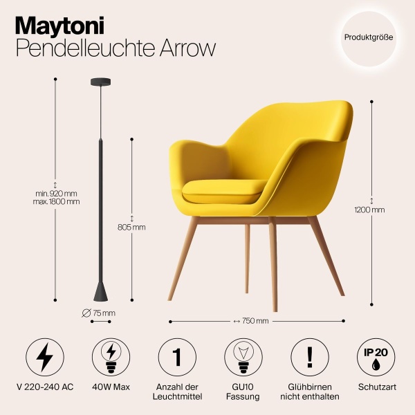 Подвесной светильник Maytoni Technical Arrow P064PL-01B