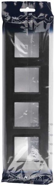 Рамка для розеток и выключателей ЭРА Elegance 14-5014-05 Classic, на 4 поста, антрацит Б0060590