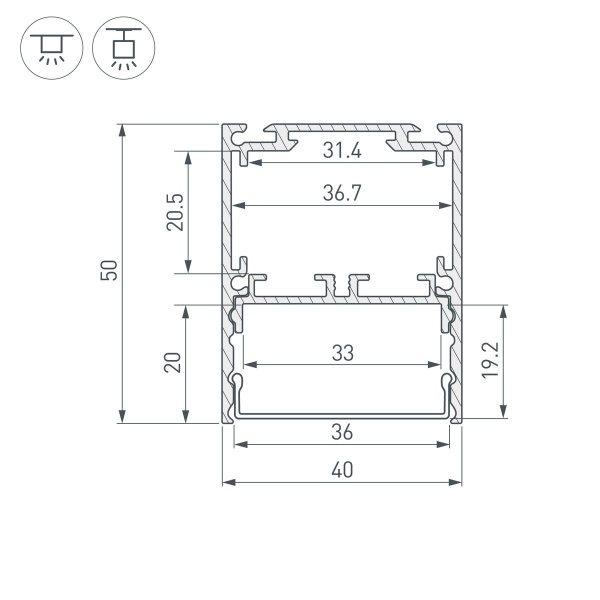 Профиль Arlight SL-Line-4050-3L-2000 Anod 044666