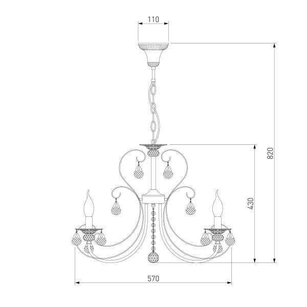 Подвесная люстра Eurosvet Alda 3305/5 латунь/прозрачный хрусталь Strotskis a072114