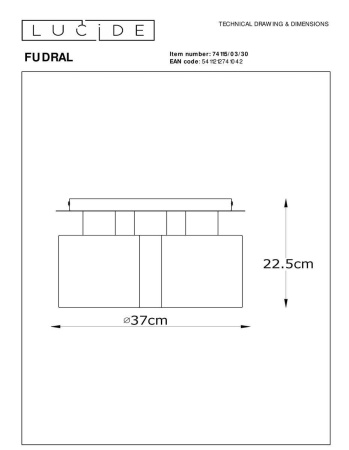Потолочная люстра Lucide Fudral 74115/03/30