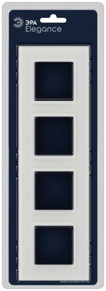 Рамка для розеток и выключателей ЭРА Elegance 14-5104-01М на 4 поста, стекло, белый матовый+бел. Б0065838