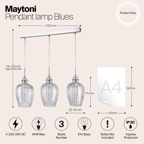 Подвесной светильник Maytoni Blues MOD044-PL-03-N