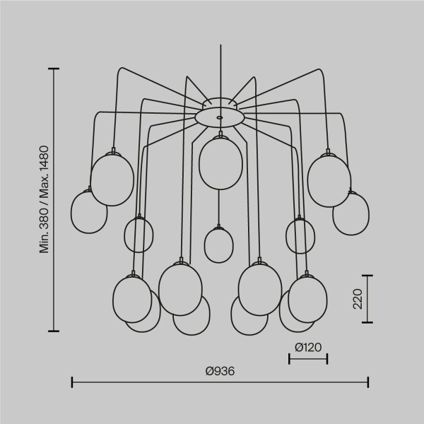 Подвесная люстра Maytoni Branch MOD176PL-16G