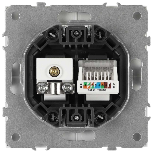 Розетка ЭРА Galaxy 15-3110-01 комбинированная RJ45+TV IP20 белый Б0070776