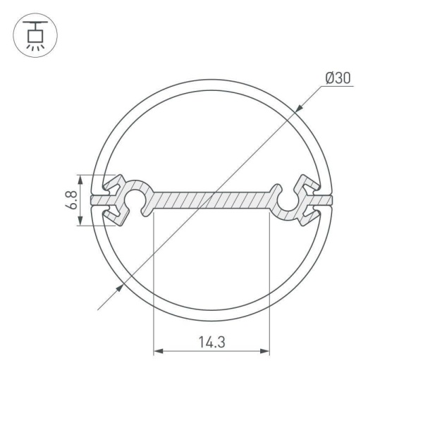 Профиль Arlight Round-D30-Dual-2000 Anod 029114