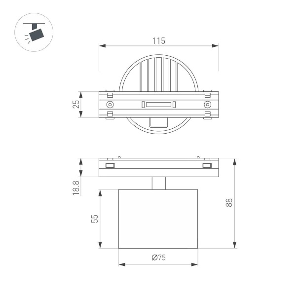 Трековый светодиодный светильник Arlight Mag-Vibe-Point-R75-10W Day4000 044467