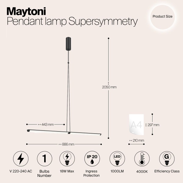 Подвесной светодиодный светильник Maytoni Supersymmetry P096PL-L11BK1