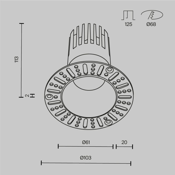 Встраиваемый светильник Maytoni Technical Dip DL122-15W-2.7K-TRS-W