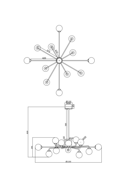 Подвесная люстра Freya Alexis FR5120PL-12G