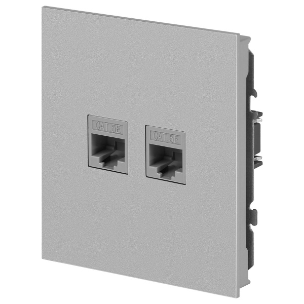 Розетка ЭРА Arktik 16-3108-03 информационная двойная 2XRJ45 алюминий Б0070486