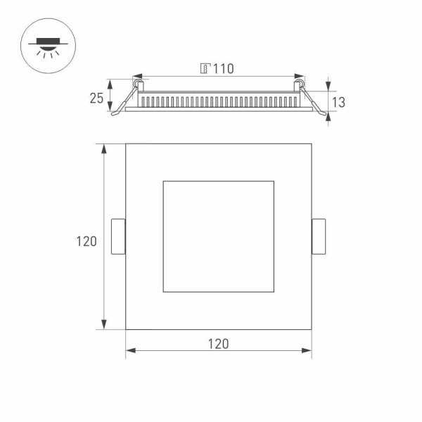 Встраиваемый светодиодный светильник Arlight DL-120x120M-9W Day White 020126