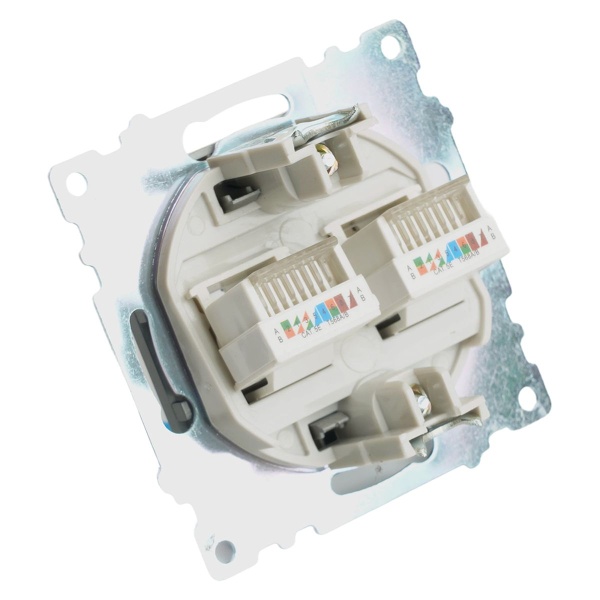 Розетка компьютерная 2-местная RJ-45 (механизм) Stekker GLS00-7109-06 Катрин, графит 50008