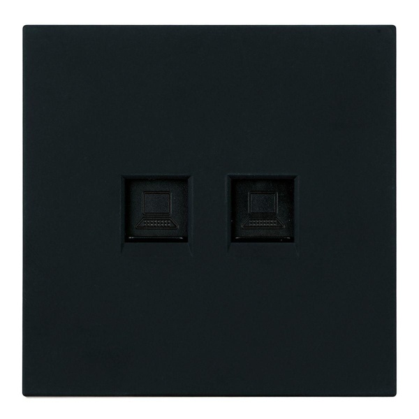 Розетка компьютерная 2-местная RJ-45 (механизм) Stekker Мия RST00-3111-05 черный бархат 50451