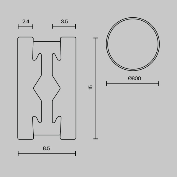 Шинопровод Maytoni Technical Flarity Busbar TRX154-R-D800-BS