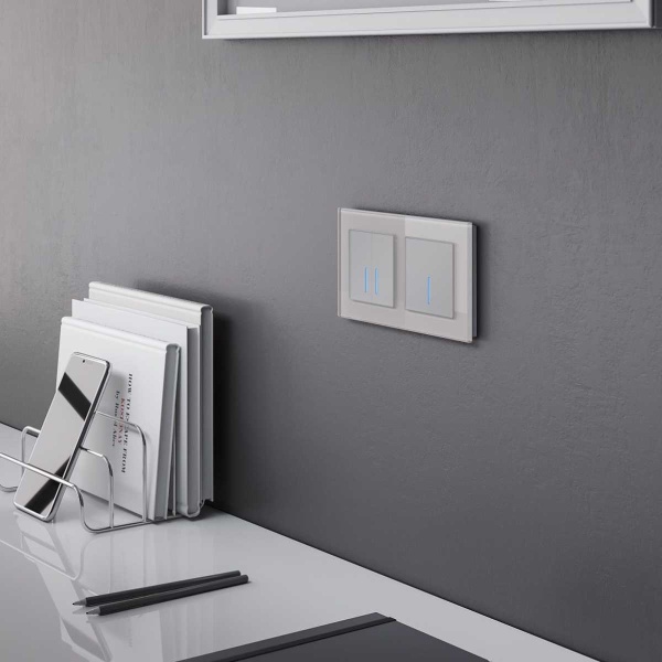 Сенсорный выключатель двухклавишный с функцией Wi-Fi Werkel (Умный дом) серебряный W4520606 a048324