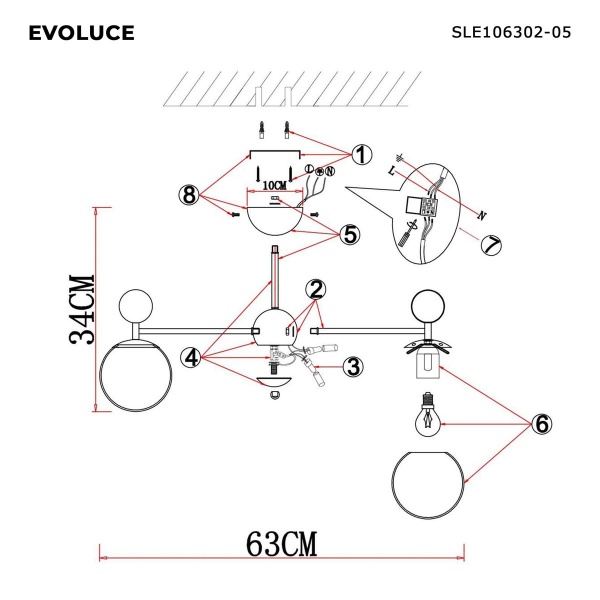 Подвесная люстра Evoluce Pechio SLE106302-05