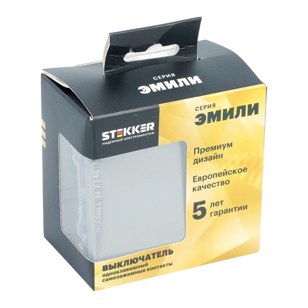 Выключатель 1-клавишный (механизм), СЗК, Stekker, 250В, 10А Эмили, RSW10-5103-10ZK, платиново-серый, soft touch 50238