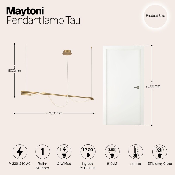 Подвесной светильник Maytoni Tau MOD166PL-L20G3K