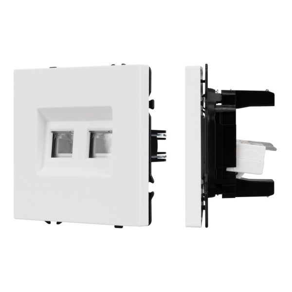 Механизм сдвоенной телефонной розетки SCT-NOBE-MTL2-SFPL-WH (RJ-11, 4C) Arlight 054308