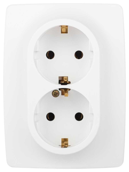Розетка ЭРА Серия 12 12-2106-01М 2X2P+E Schuko 16А-250В белый матовый Б0065721