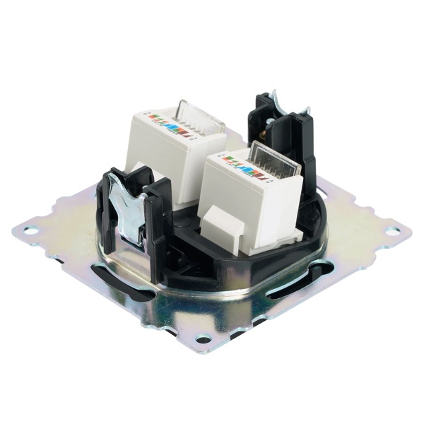 Розетка компьютерная 2-местная RJ-45 (механизм) ,Stekker ,GLS00-7109-05 Катрин, черный 50007