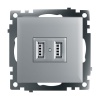 Розетка 2хUSB Stekker Катрин серебро GLS10-7115-03 39588