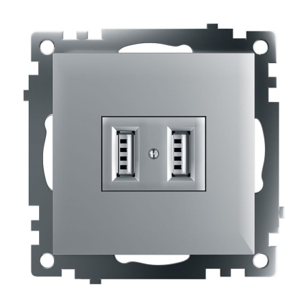 Розетка 2хUSB Stekker Катрин серебро GLS10-7115-03 39588