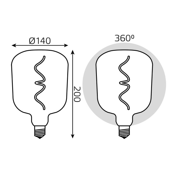 Лампа светодиодная филаментная Gauss E27 5W 1800K черная 1008802105