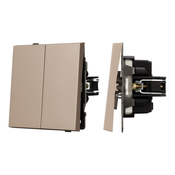Механизм выключателя двухклавишный проходной SWT-TENDO-MKP2-PL-GD (230V, 10A) Arlight 054069