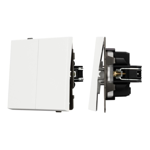 Механизм выключателя двухклавишный непроходной SWT-TENDO-MK02-SFPL-WH (230V, 10A) Arlight 054547